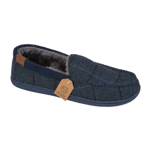 Jo & Joe Tweed Navy Full Slipper