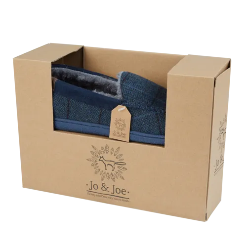 Jo & Joe Tweed Navy Full Slipper