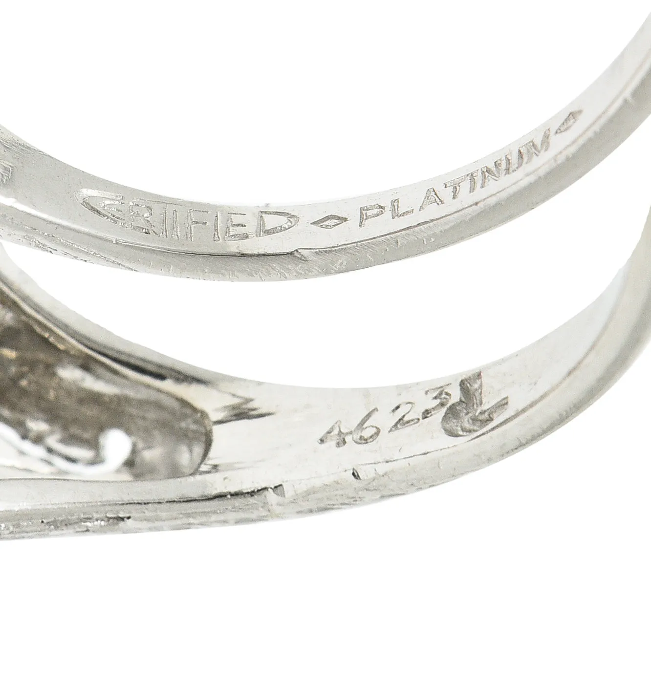 Katz & Ogush Inc. Art Deco 1.15 CTW Old European Cut Diamond Platinum Engraved Foliate Bombé Engagement Ring