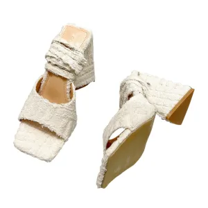 Lace-Up Multi Strap Open Toe Chunky Heel