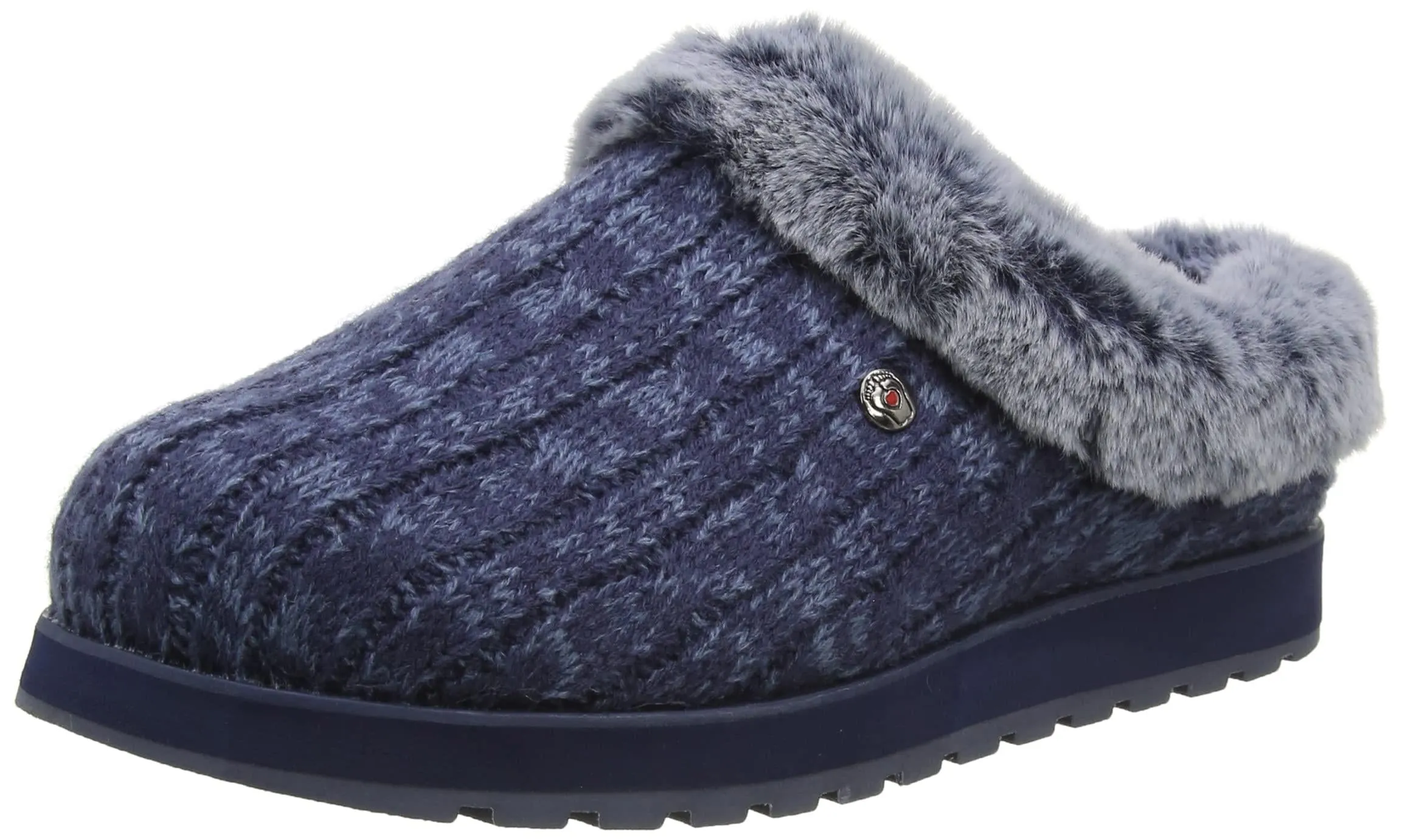 Ladies Skechers Keepsakes Ice Angel Blue Faux Fur Wedge Slippers 31204/NVBL