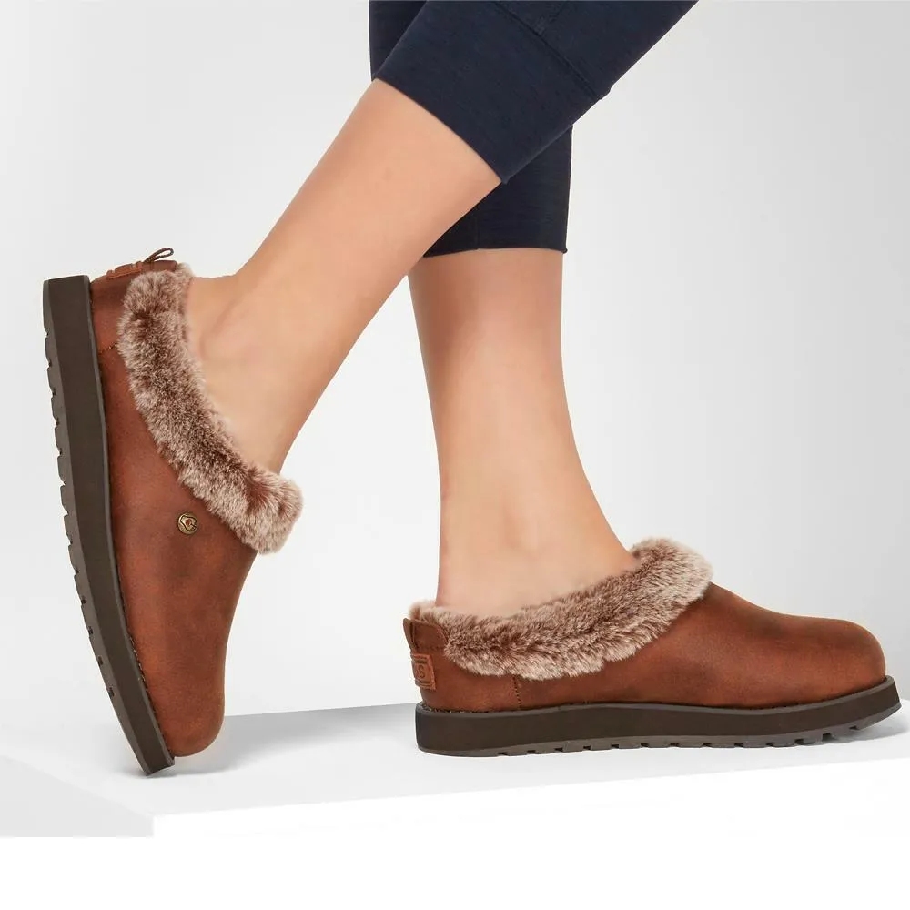 Ladies Skechers Keepsakes REM Brown Memory Foam Faux Fur Slippers 31214/BRN