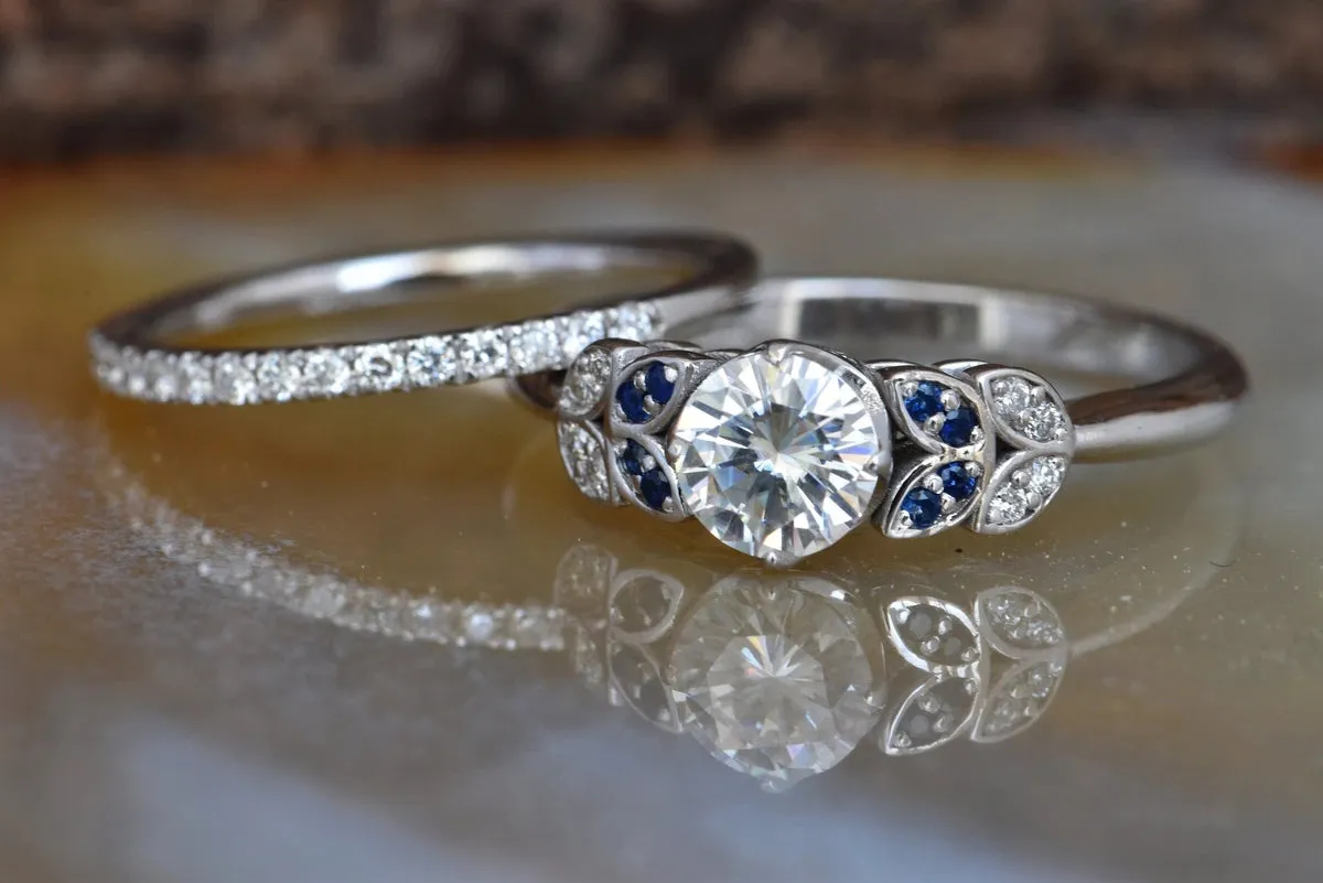 Leaf engagement ring diamond-Art deco wedding set-Diamond leaf ring-Gold Ring -Promise ring-Leaf rings set-Engagement set-Bridal set ring