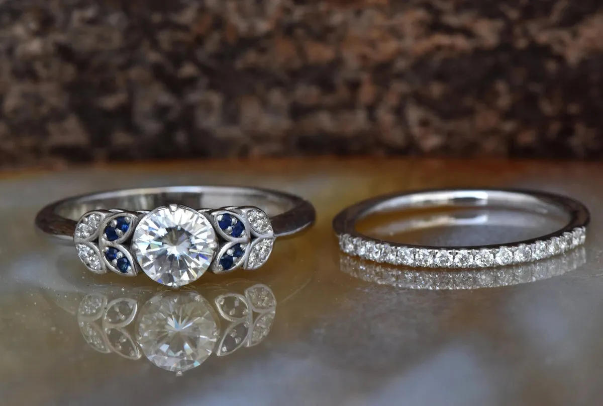 Leaf engagement ring diamond-Art deco wedding set-Diamond leaf ring-Gold Ring -Promise ring-Leaf rings set-Engagement set-Bridal set ring
