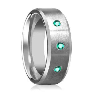 LEVI | Tungsten Ring 3 Green Emerald Setting