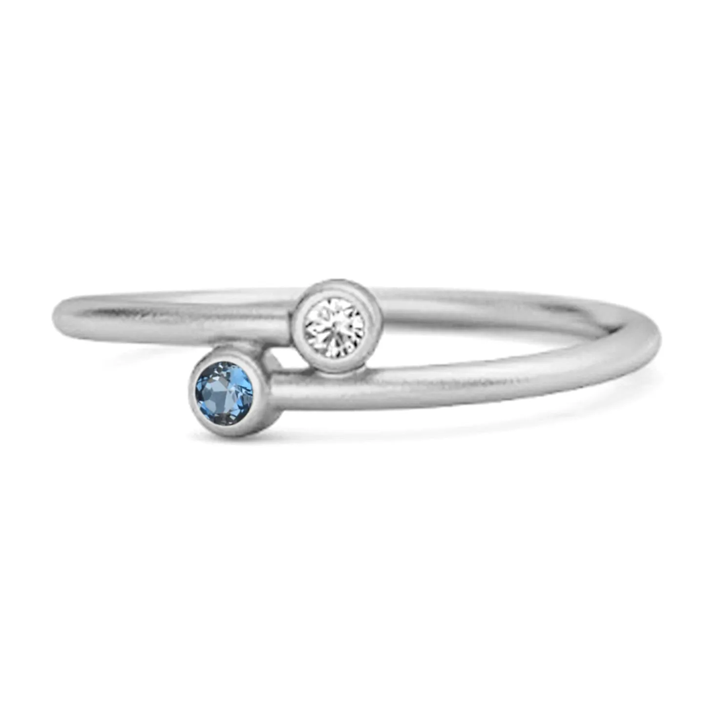 London Blue Topaz Birthstone 925 Sterling Silver Personalized Split Ring