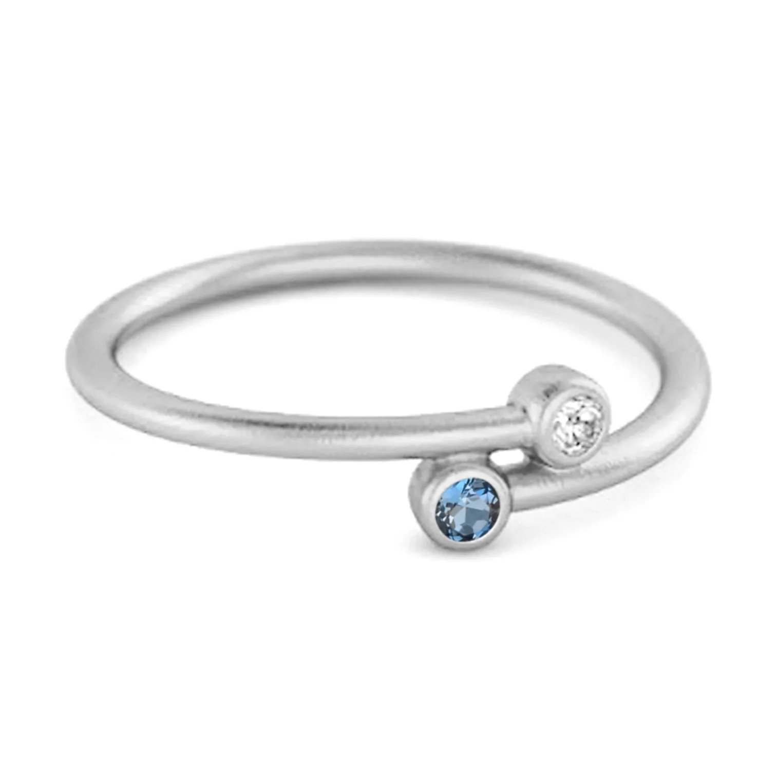 London Blue Topaz Birthstone 925 Sterling Silver Personalized Split Ring
