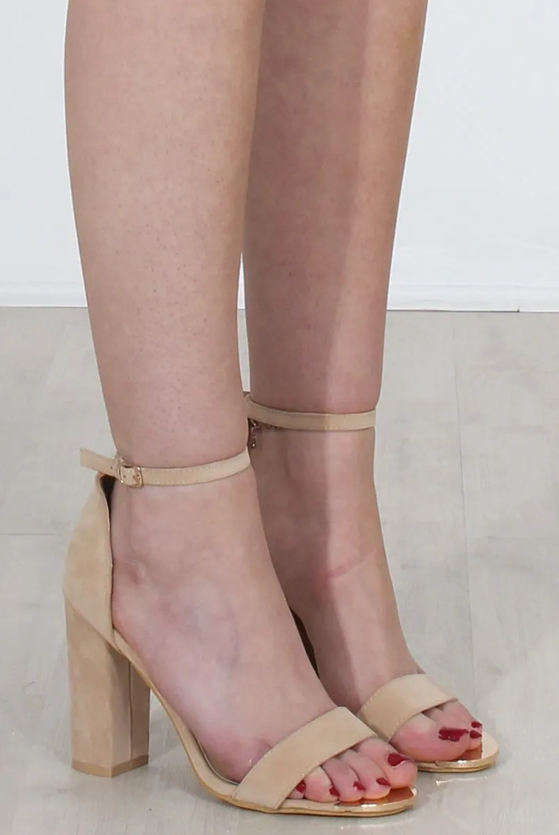 Lornah Nude Suede Strappy Heels