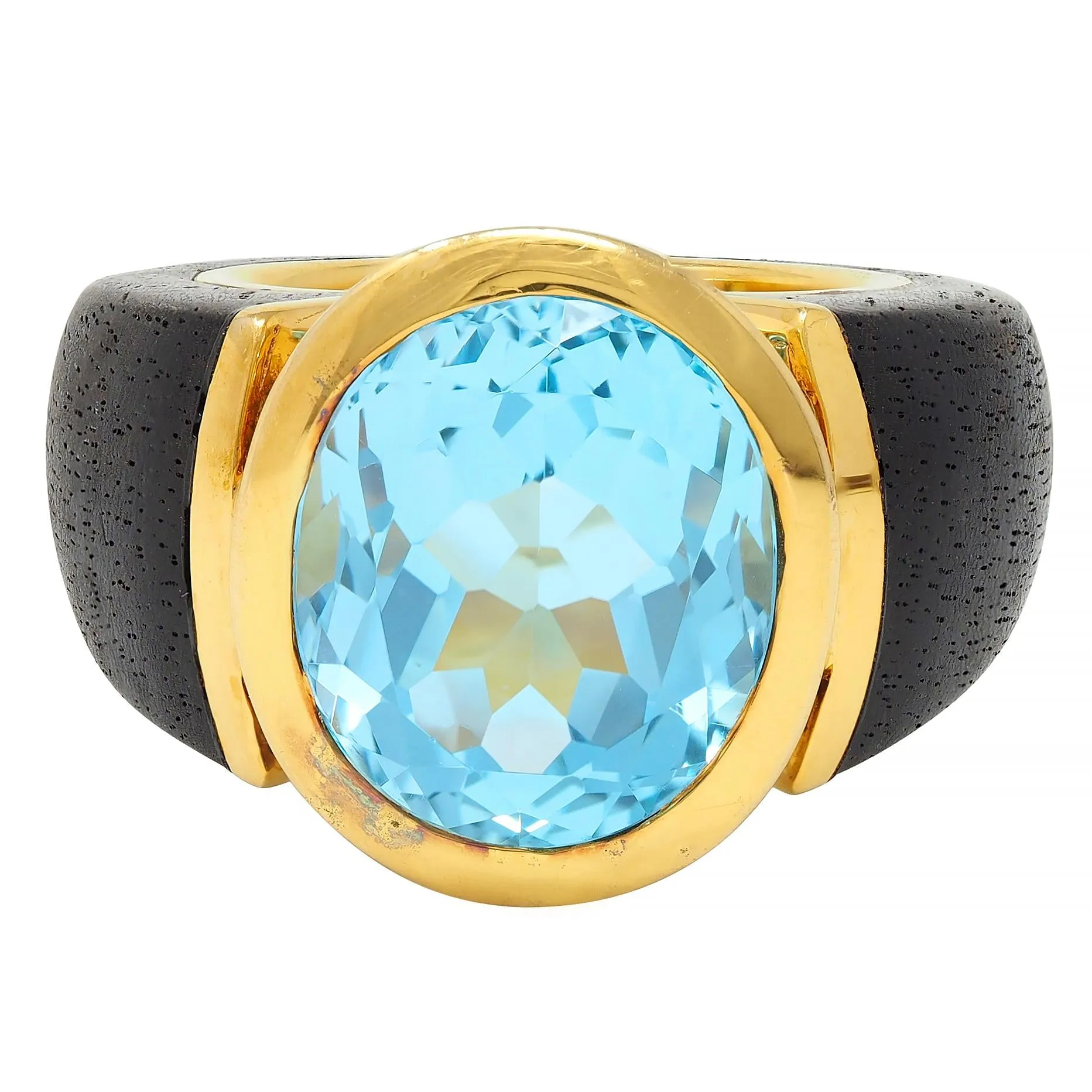 Lotus Arts de Vivre 11.95 CT Topaz Dark Wood 18 Karat Gold Floating Cocktail Ring