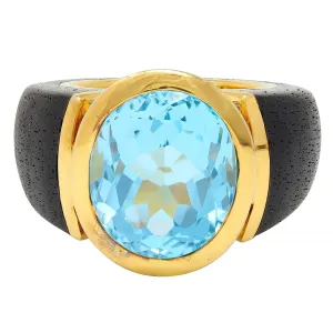 Lotus Arts de Vivre 11.95 CT Topaz Dark Wood 18 Karat Gold Floating Cocktail Ring