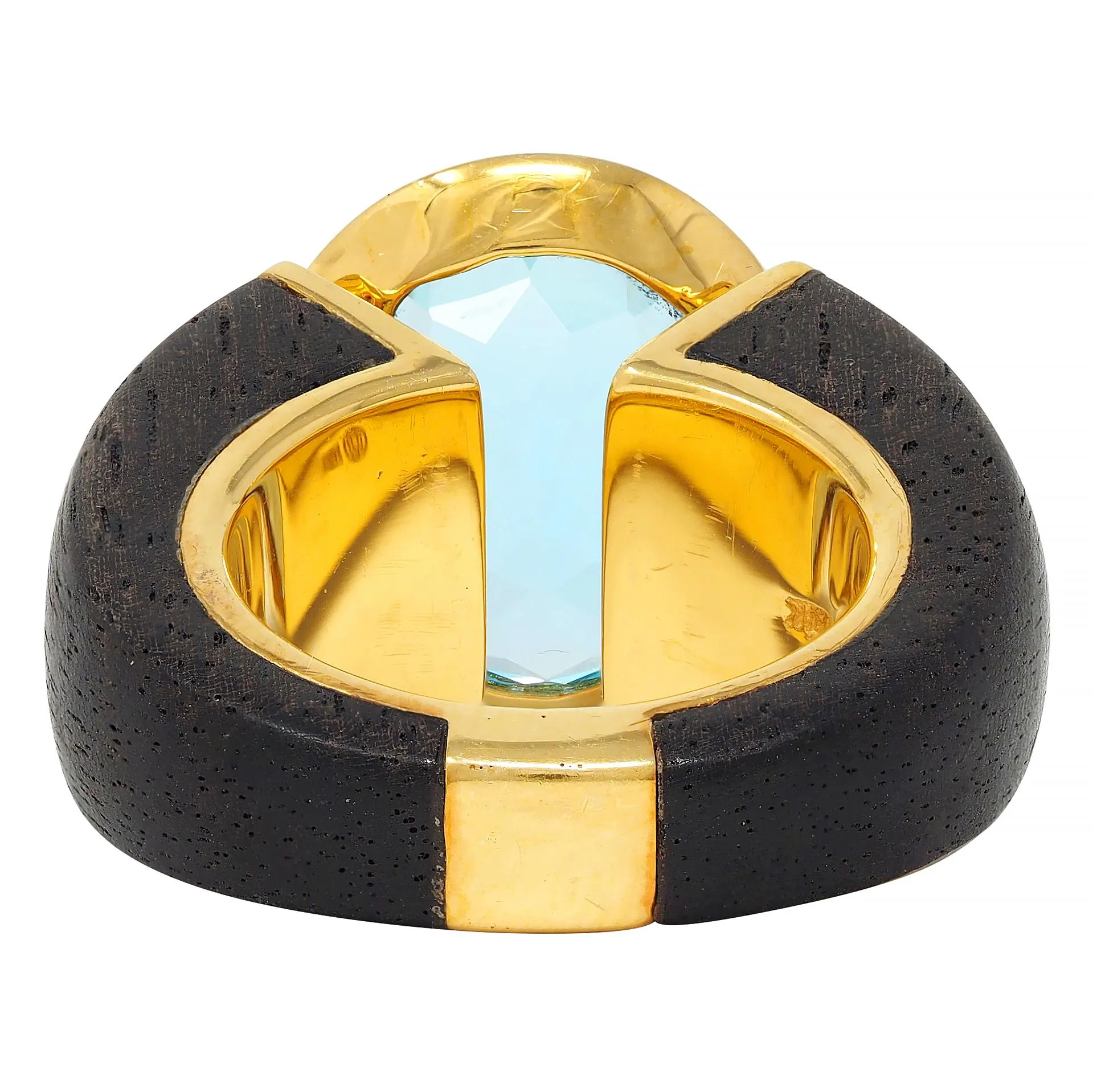 Lotus Arts de Vivre 11.95 CT Topaz Dark Wood 18 Karat Gold Floating Cocktail Ring