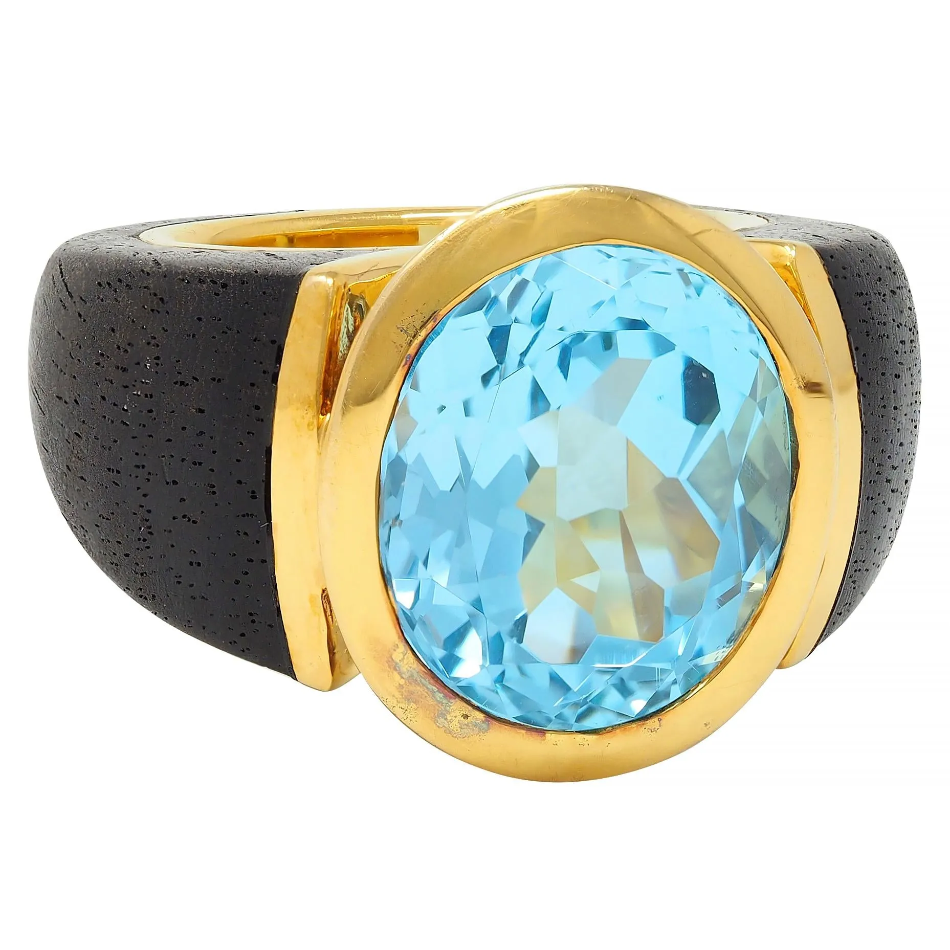 Lotus Arts de Vivre 11.95 CT Topaz Dark Wood 18 Karat Gold Floating Cocktail Ring