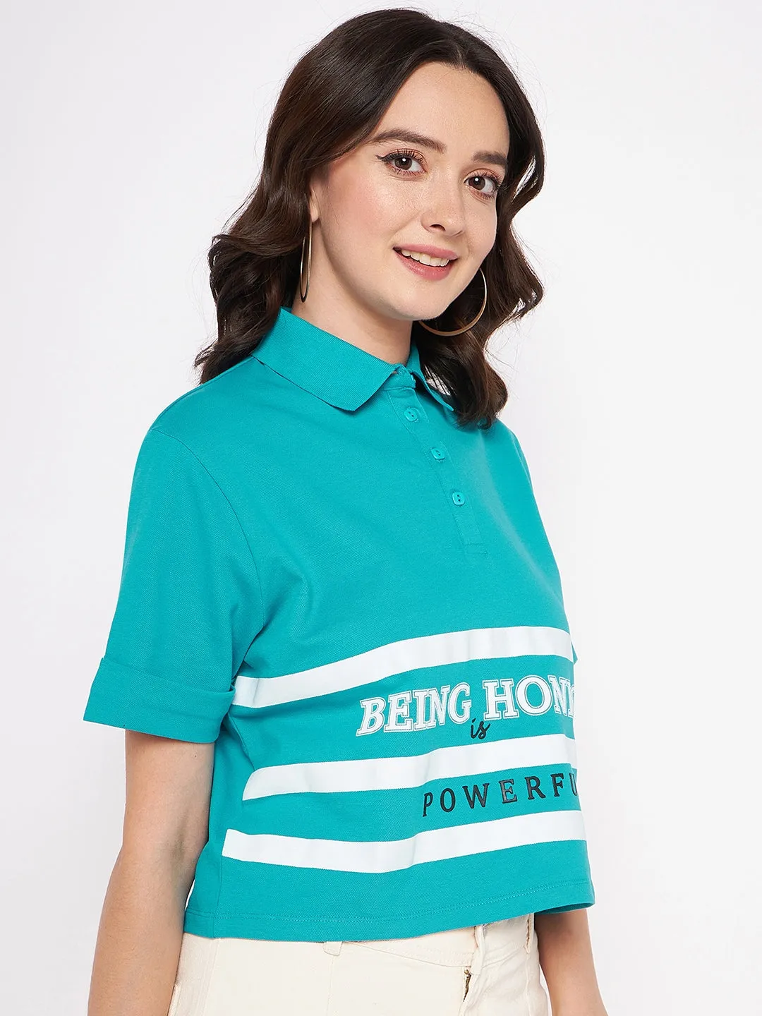 Madame Peacock  Printed Polo  Top