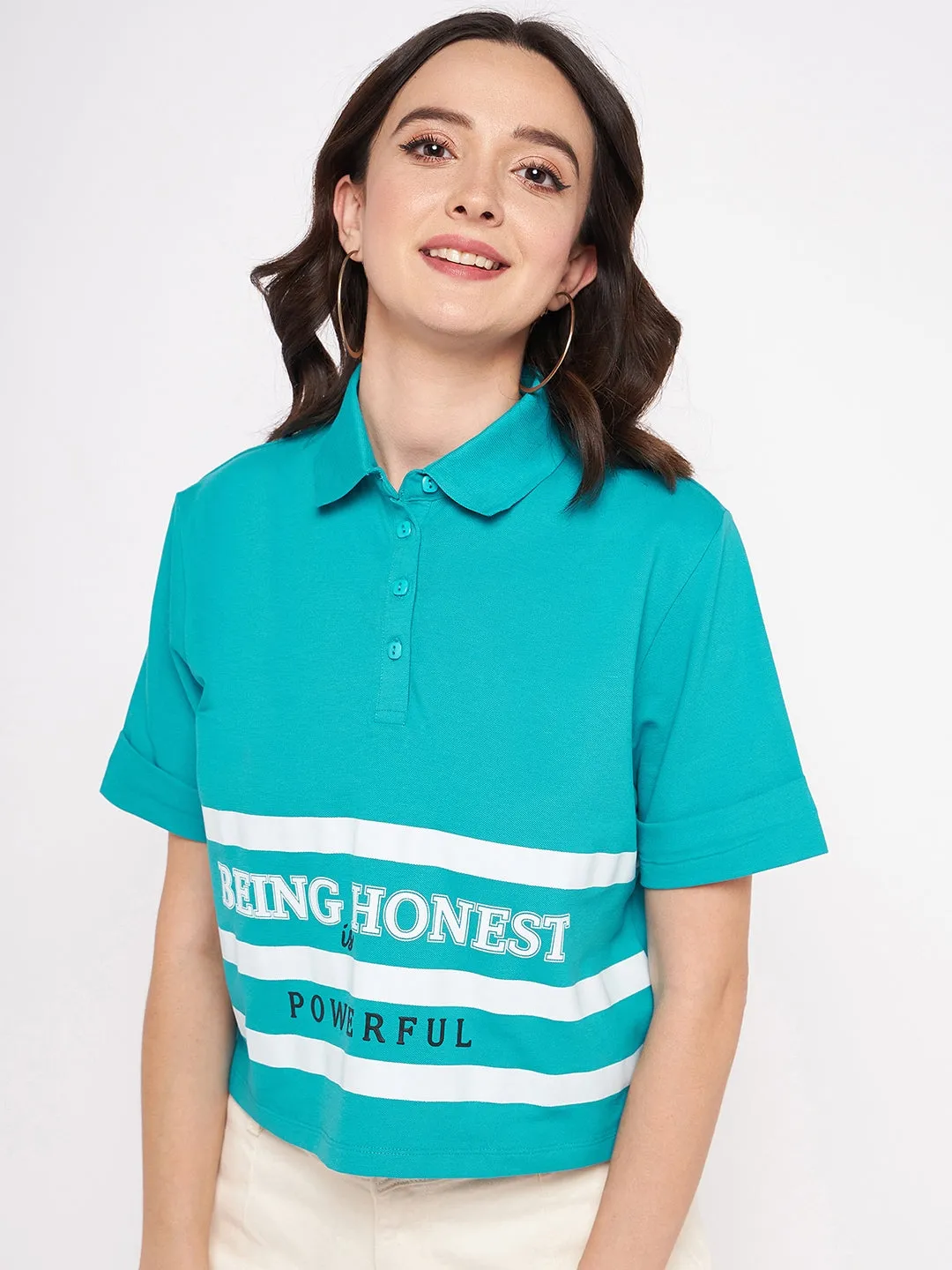 Madame Peacock  Printed Polo  Top