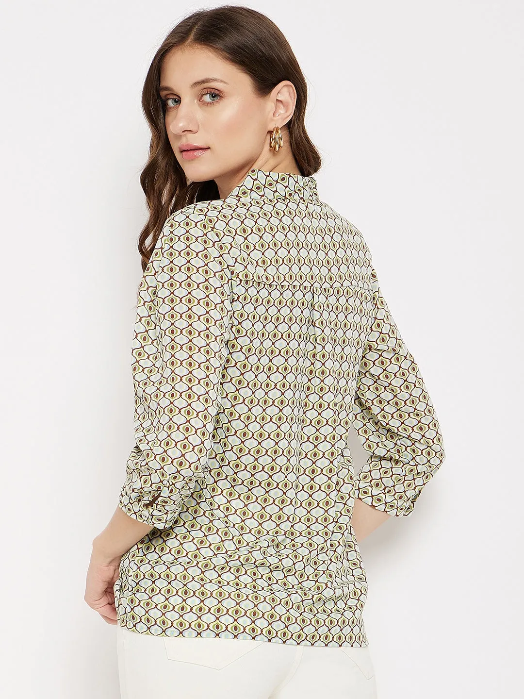 Madame V-Neck Buttoned Blue Top