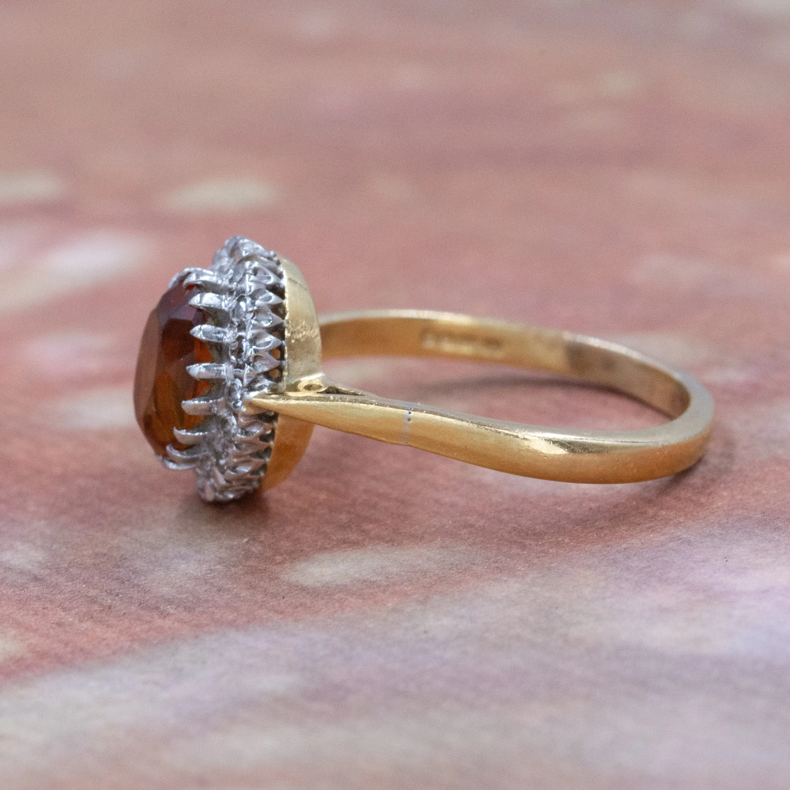 Madeira Citrine and Diamond Halo Ring