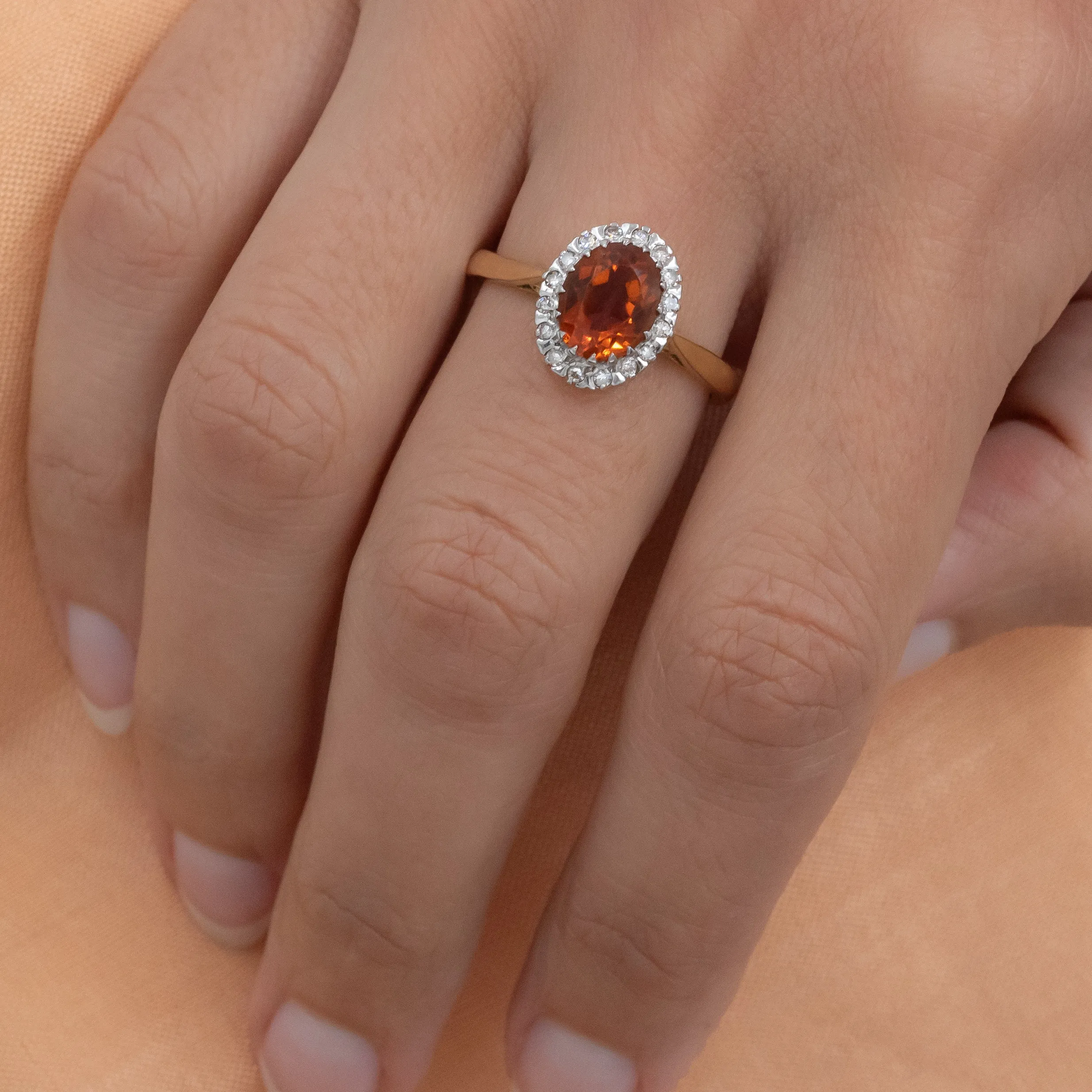 Madeira Citrine and Diamond Halo Ring
