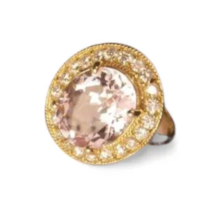 Magnificent Estate 14K Yellow Gold Diamond Kunzite Cocktail Engagement Ring