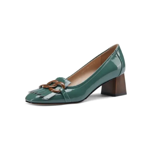 Masie Vintage Fringed Buckle Pumps