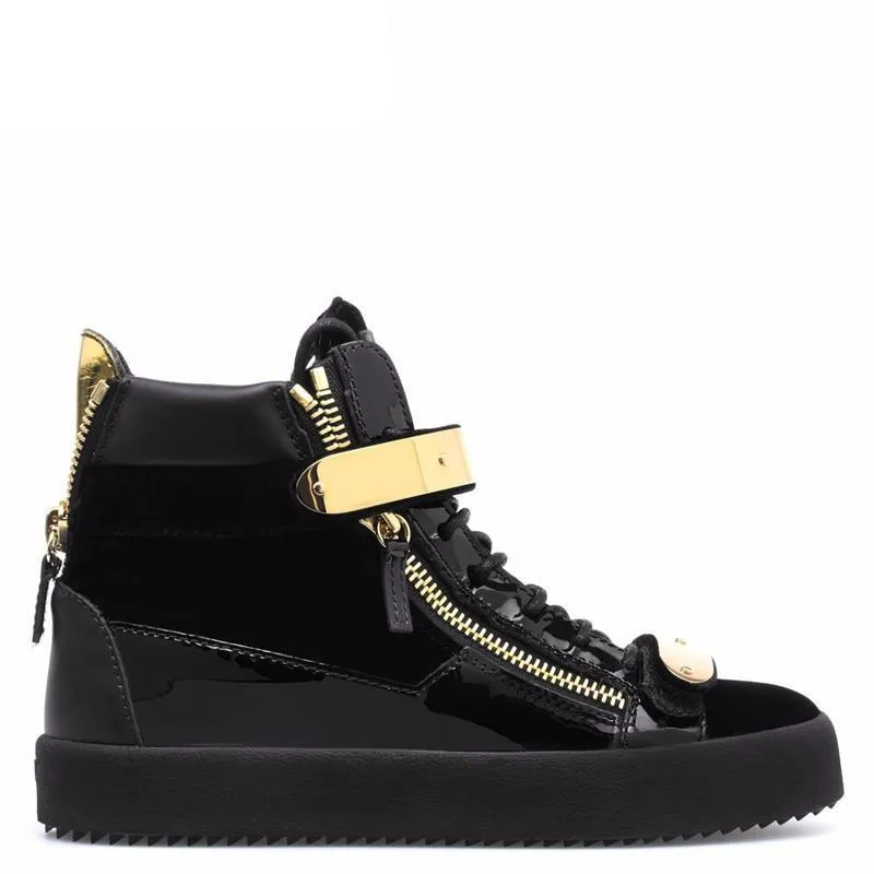 Men Casual Shoes Lace Up Gold Metal Sneaker