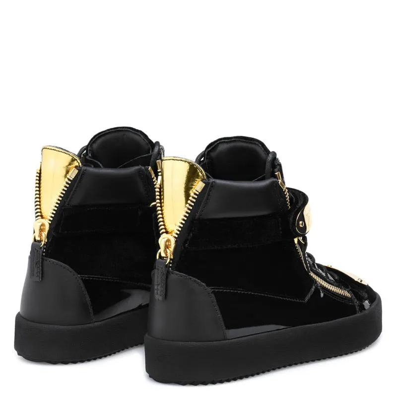 Men Casual Shoes Lace Up Gold Metal Sneaker