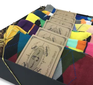 Men Novelty Fashion Dress Socks-6 Pair Fancy Power Sock-Fun Colorful Theme Socks