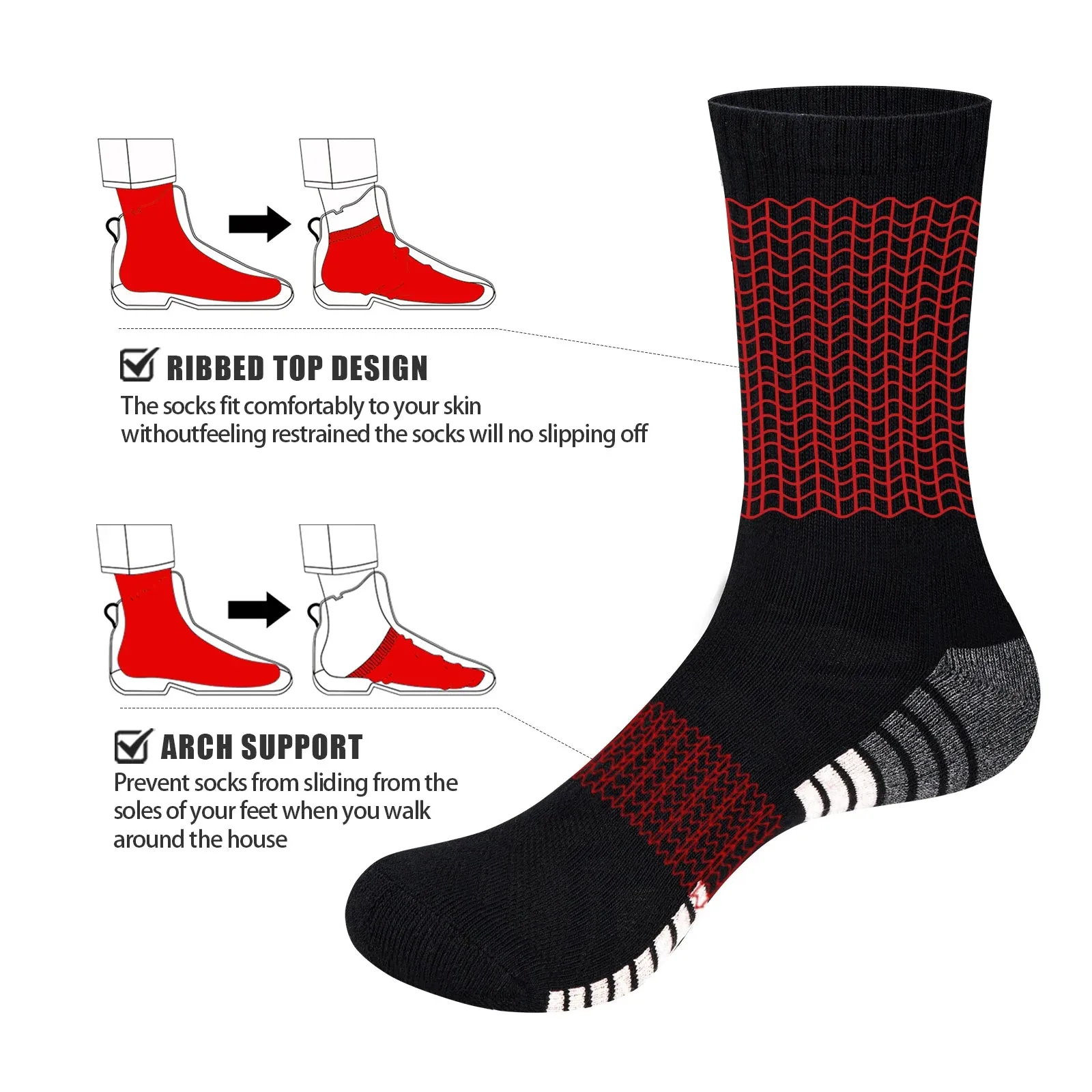 Men's Athletic Hiking Socks: Breathable, Moisture-Wicking, and Versatile for Casual and Work Wear