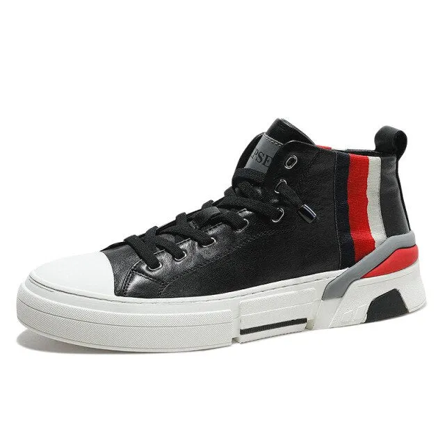 Mens Cowhide Lace Up Rubber Sole Waterproof Active Shoes