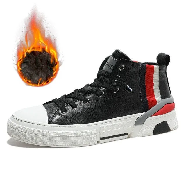 Mens Cowhide Lace Up Rubber Sole Waterproof Active Shoes