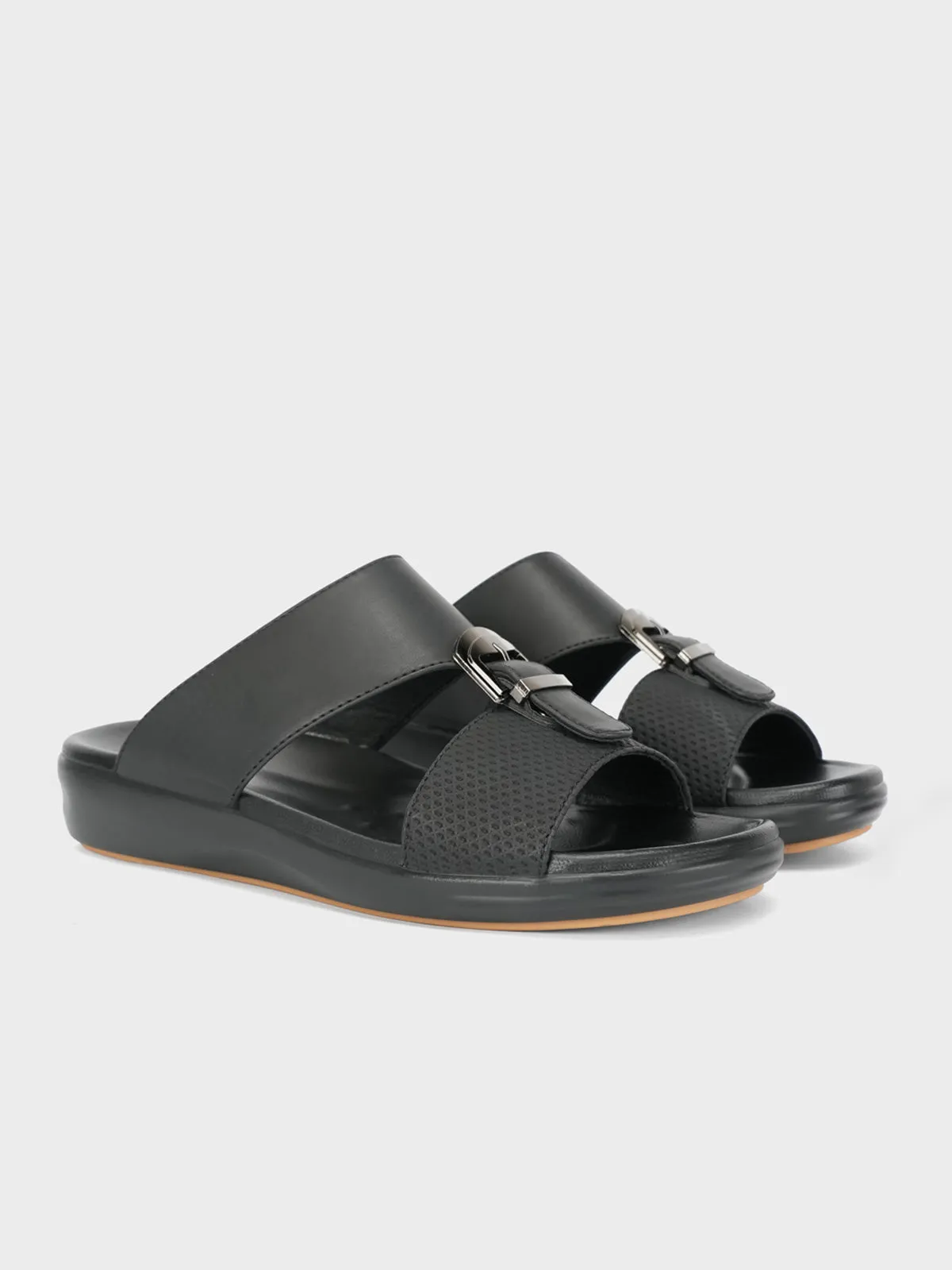 Mens "OLEH" Buckled Flat Summer Slippers
