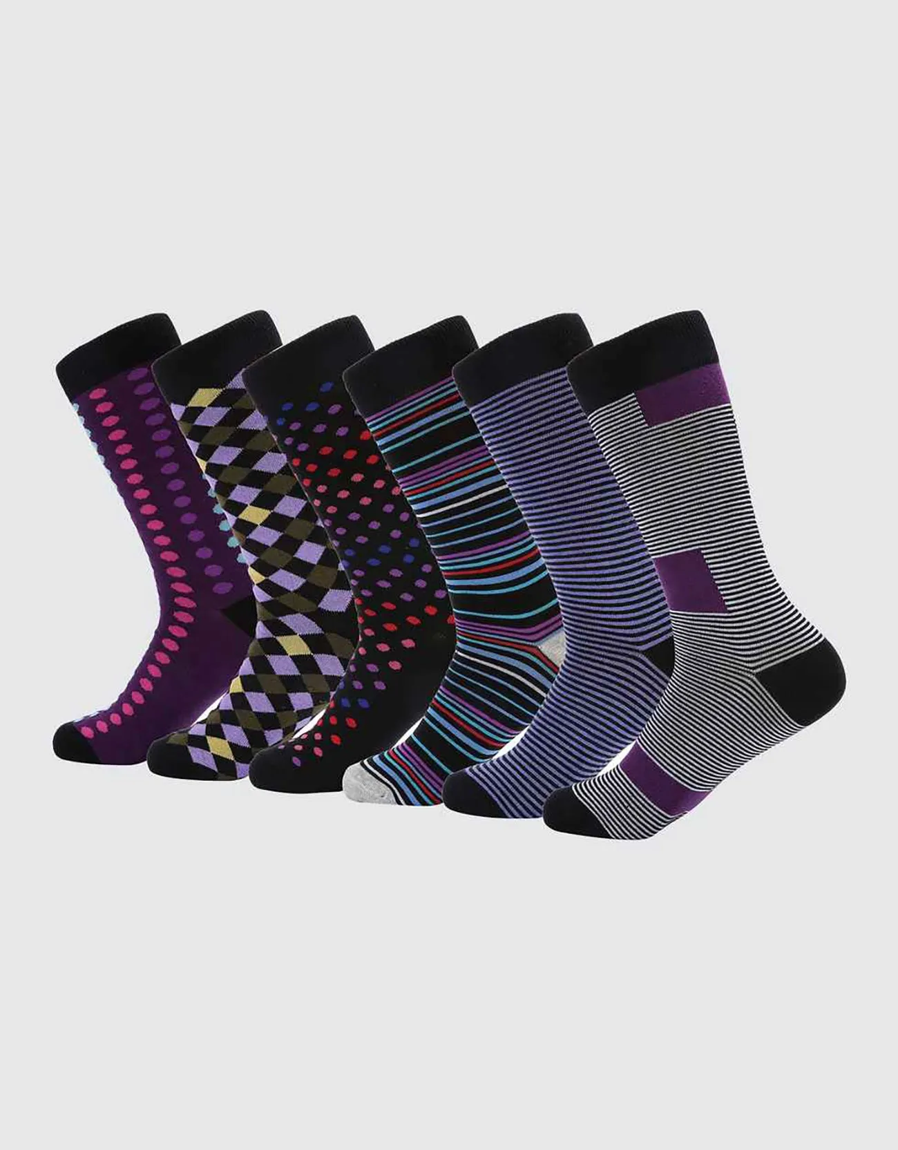Men's Retro Collection Dress Socks 6 Pack