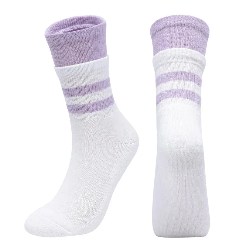 Mid-Tube Women's Yoga Socks - Non-Slip Breathable Pilates Sports Socks, Ladies Cotton Fitness Dance Ballet Indoor Floor Socks