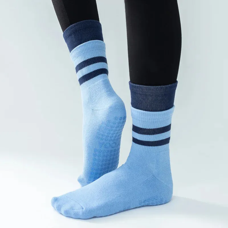 Mid-Tube Women's Yoga Socks - Non-Slip Breathable Pilates Sports Socks, Ladies Cotton Fitness Dance Ballet Indoor Floor Socks