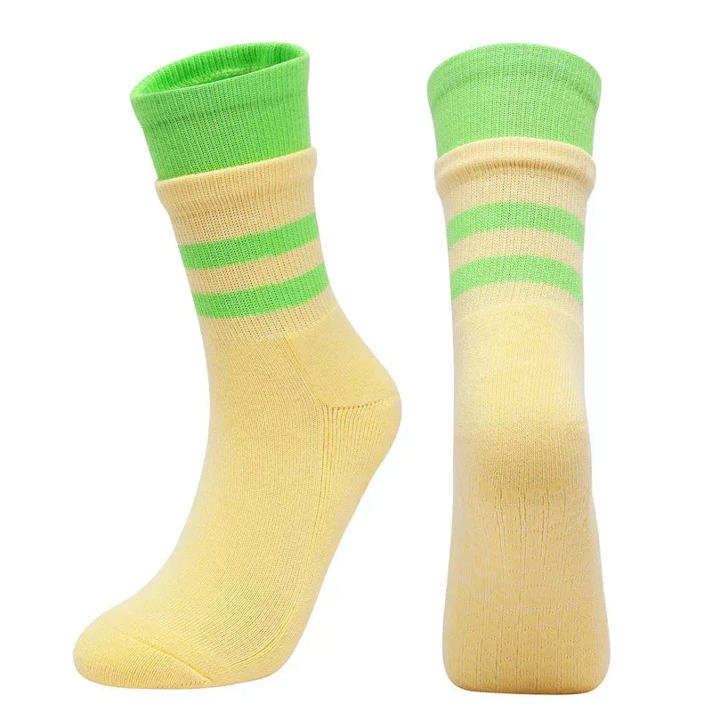 Mid-Tube Women's Yoga Socks - Non-Slip Breathable Pilates Sports Socks, Ladies Cotton Fitness Dance Ballet Indoor Floor Socks