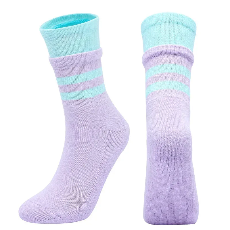 Mid-Tube Women's Yoga Socks - Non-Slip Breathable Pilates Sports Socks, Ladies Cotton Fitness Dance Ballet Indoor Floor Socks