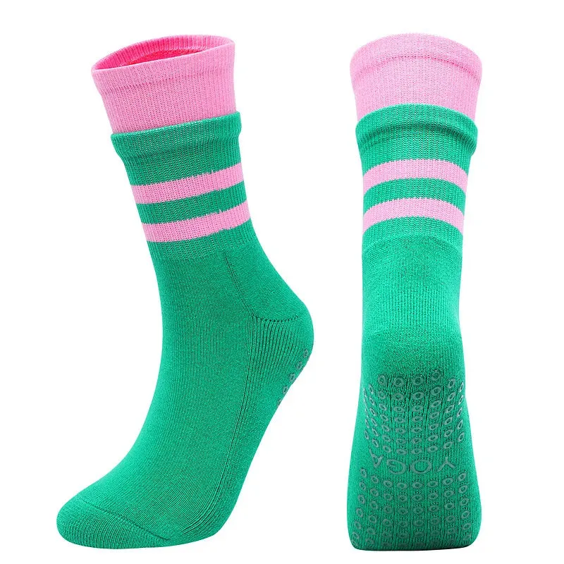 Mid-Tube Women's Yoga Socks - Non-Slip Breathable Pilates Sports Socks, Ladies Cotton Fitness Dance Ballet Indoor Floor Socks