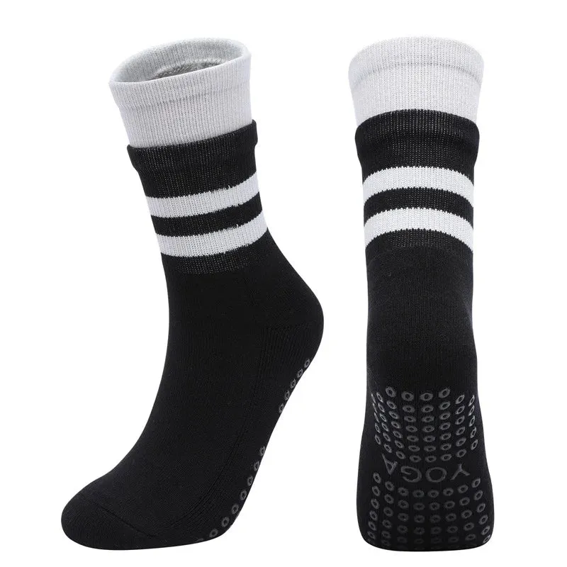 Mid-Tube Women's Yoga Socks - Non-Slip Breathable Pilates Sports Socks, Ladies Cotton Fitness Dance Ballet Indoor Floor Socks