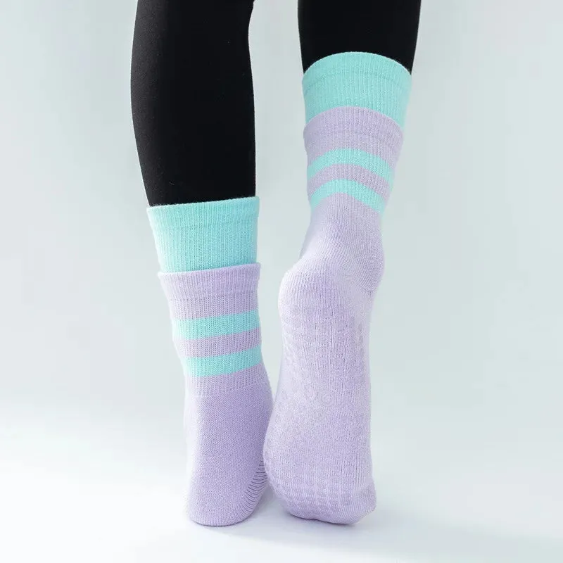 Mid-Tube Women's Yoga Socks - Non-Slip Breathable Pilates Sports Socks, Ladies Cotton Fitness Dance Ballet Indoor Floor Socks