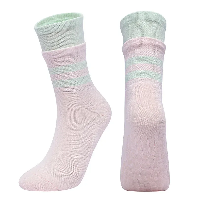 Mid-Tube Women's Yoga Socks - Non-Slip Breathable Pilates Sports Socks, Ladies Cotton Fitness Dance Ballet Indoor Floor Socks