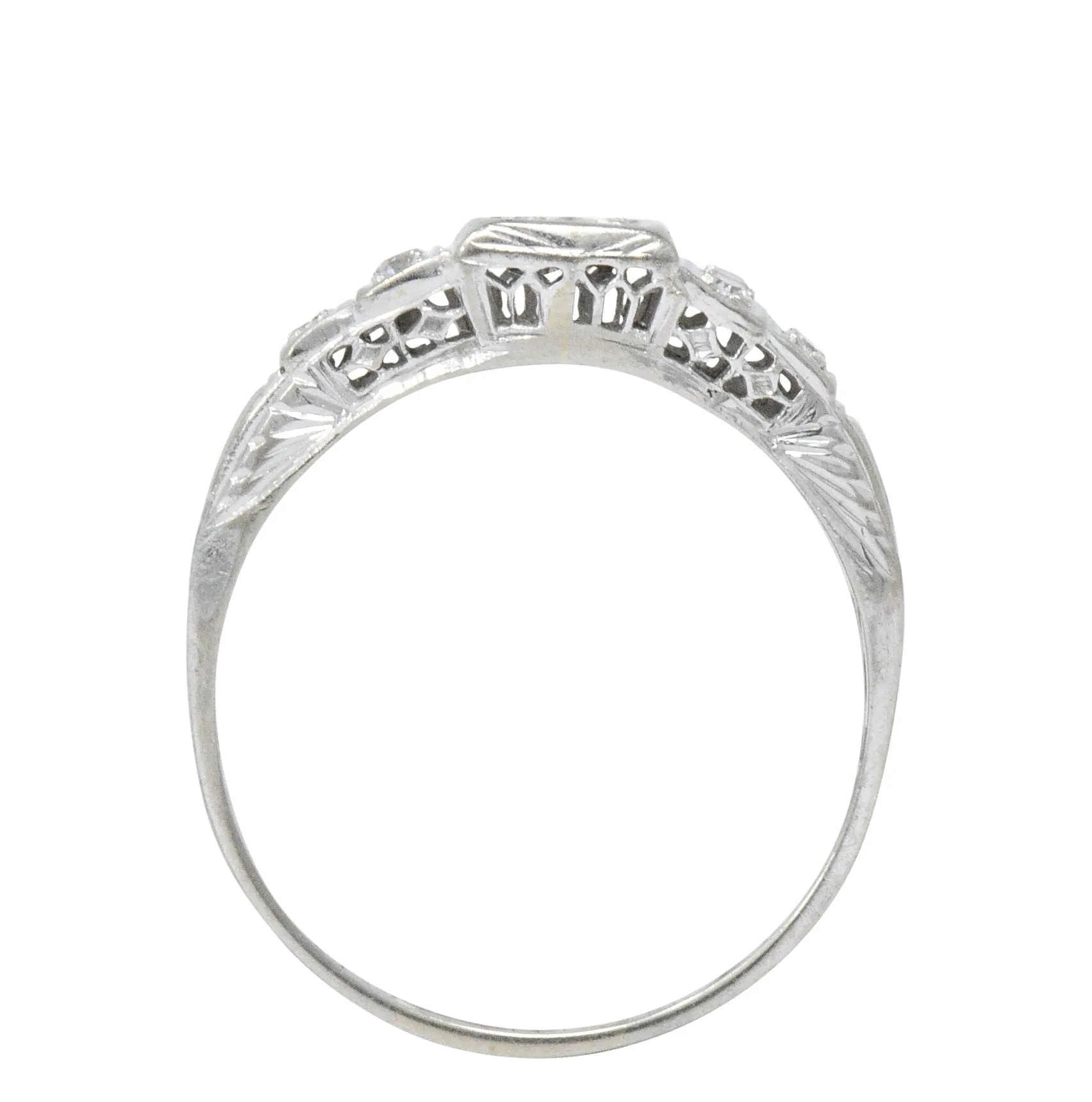 MK Edwardian Diamond 18 Karat White Gold Antique Engagement Ring