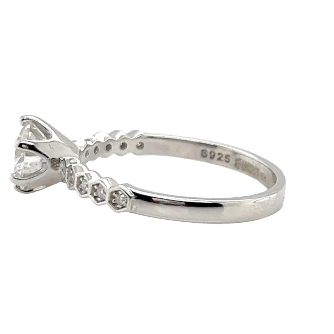 Modern Solitaire Lab-Created Moissanite Engagement Ring in Sterling Silver - M100429