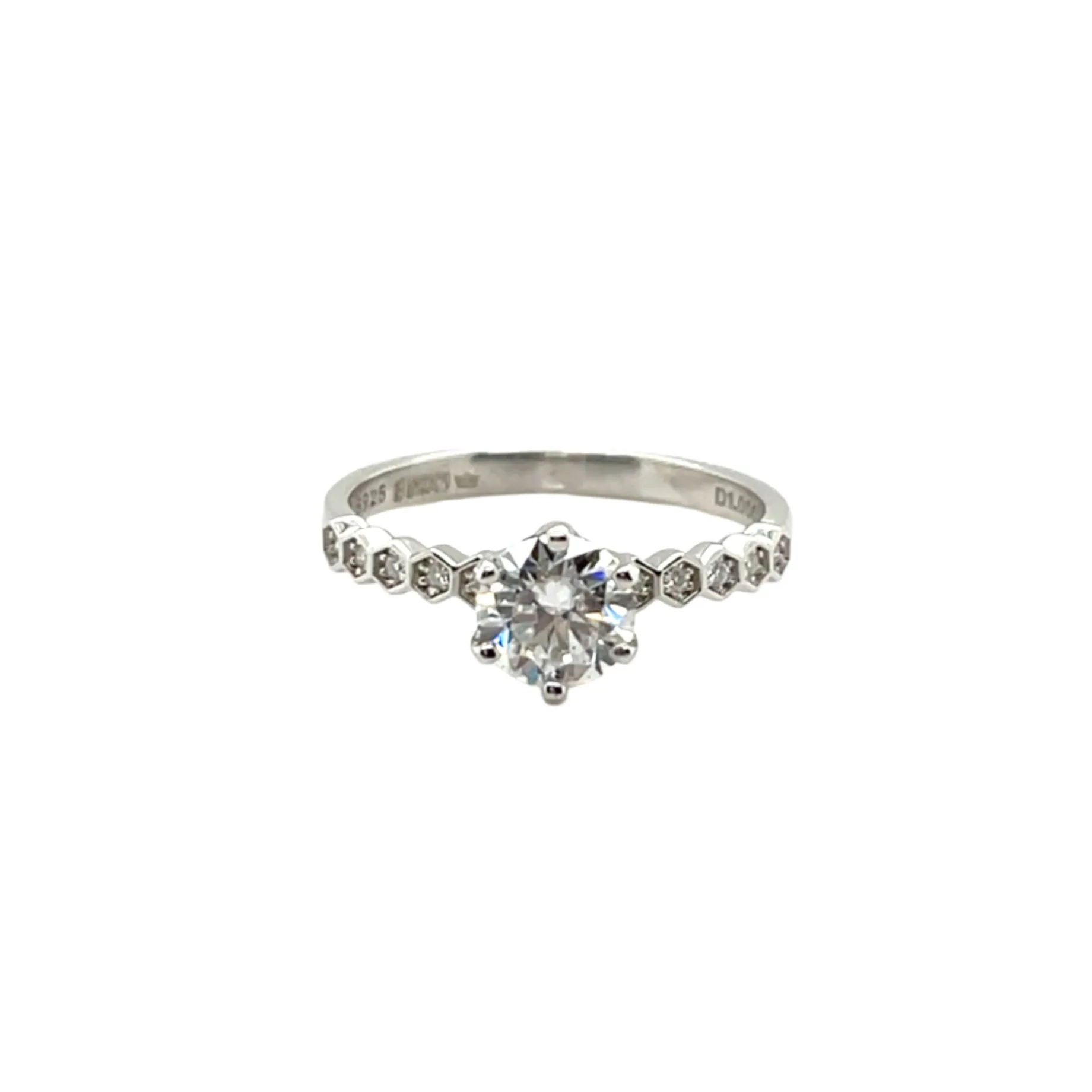 Modern Solitaire Lab-Created Moissanite Engagement Ring in Sterling Silver - M100429