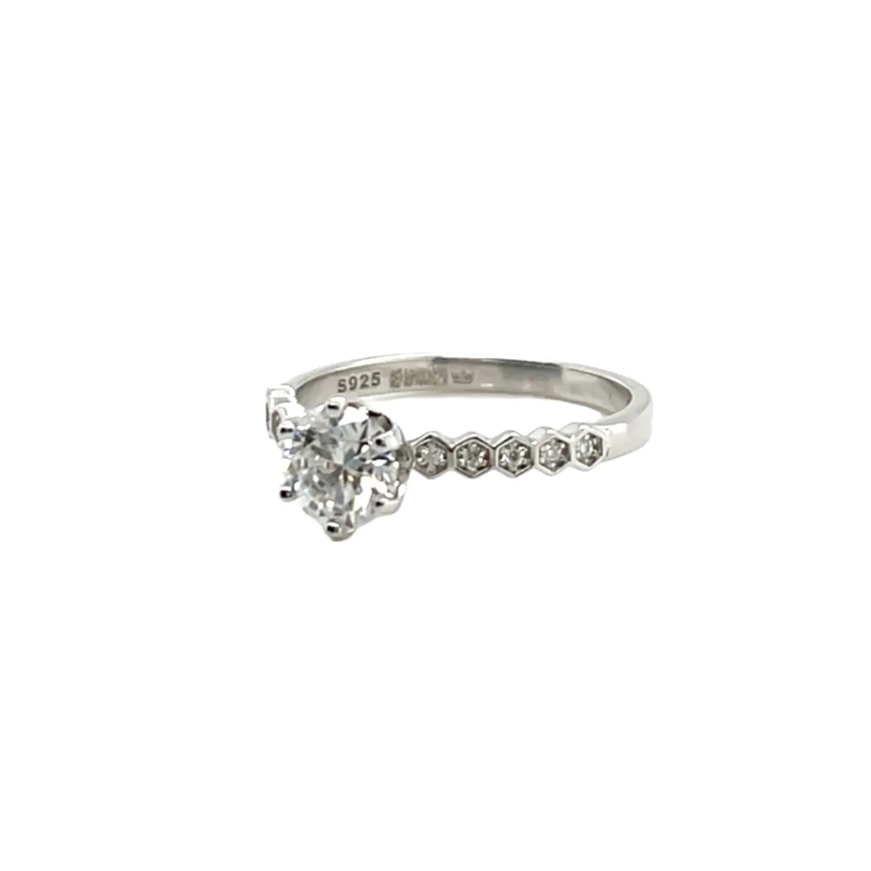 Modern Solitaire Lab-Created Moissanite Engagement Ring in Sterling Silver - M100429