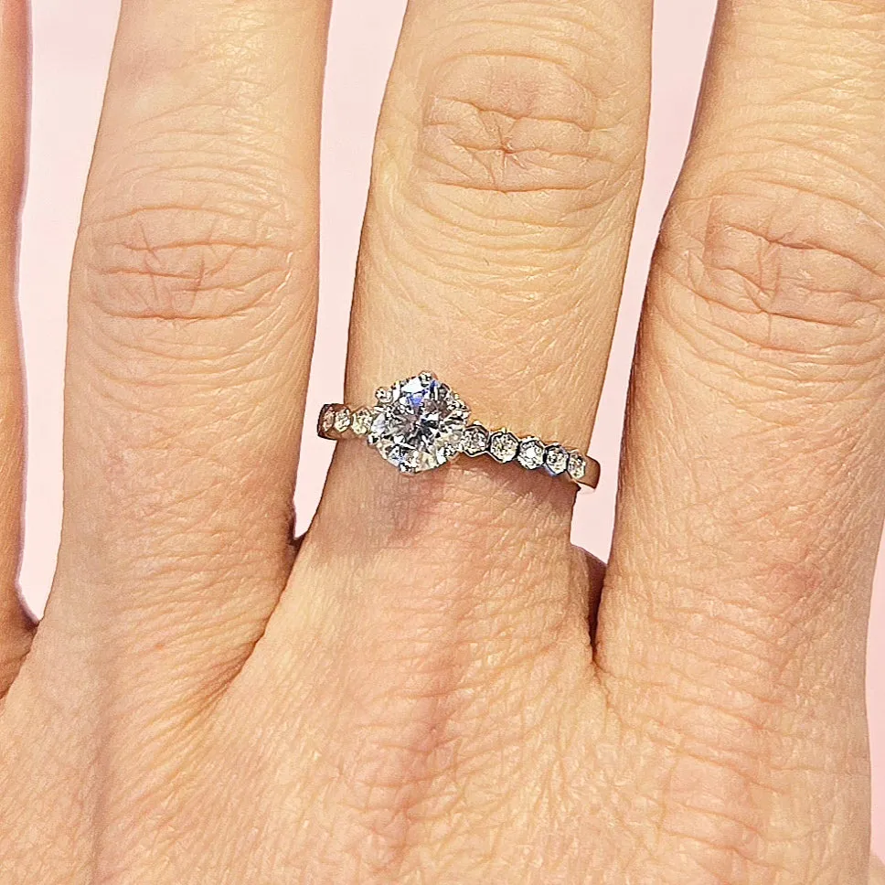 Modern Solitaire Lab-Created Moissanite Engagement Ring in Sterling Silver - M100429