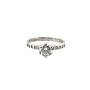 Modern Solitaire Lab-Created Moissanite Engagement Ring in Sterling Silver - M100429