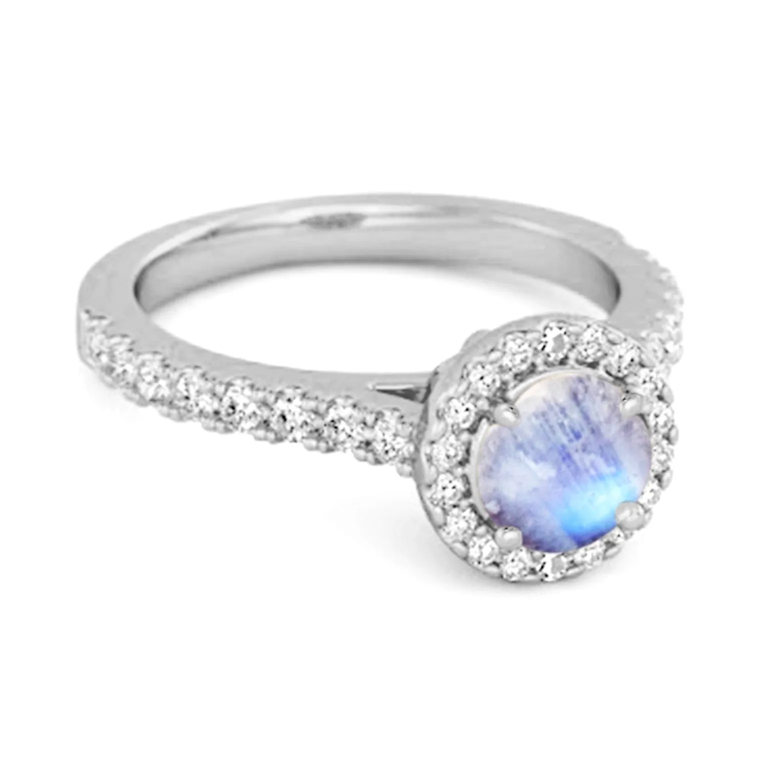 Moonstone Birthstone 925 Sterling Silver Solitaire Accents Ring