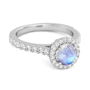 Moonstone Birthstone 925 Sterling Silver Solitaire Accents Ring