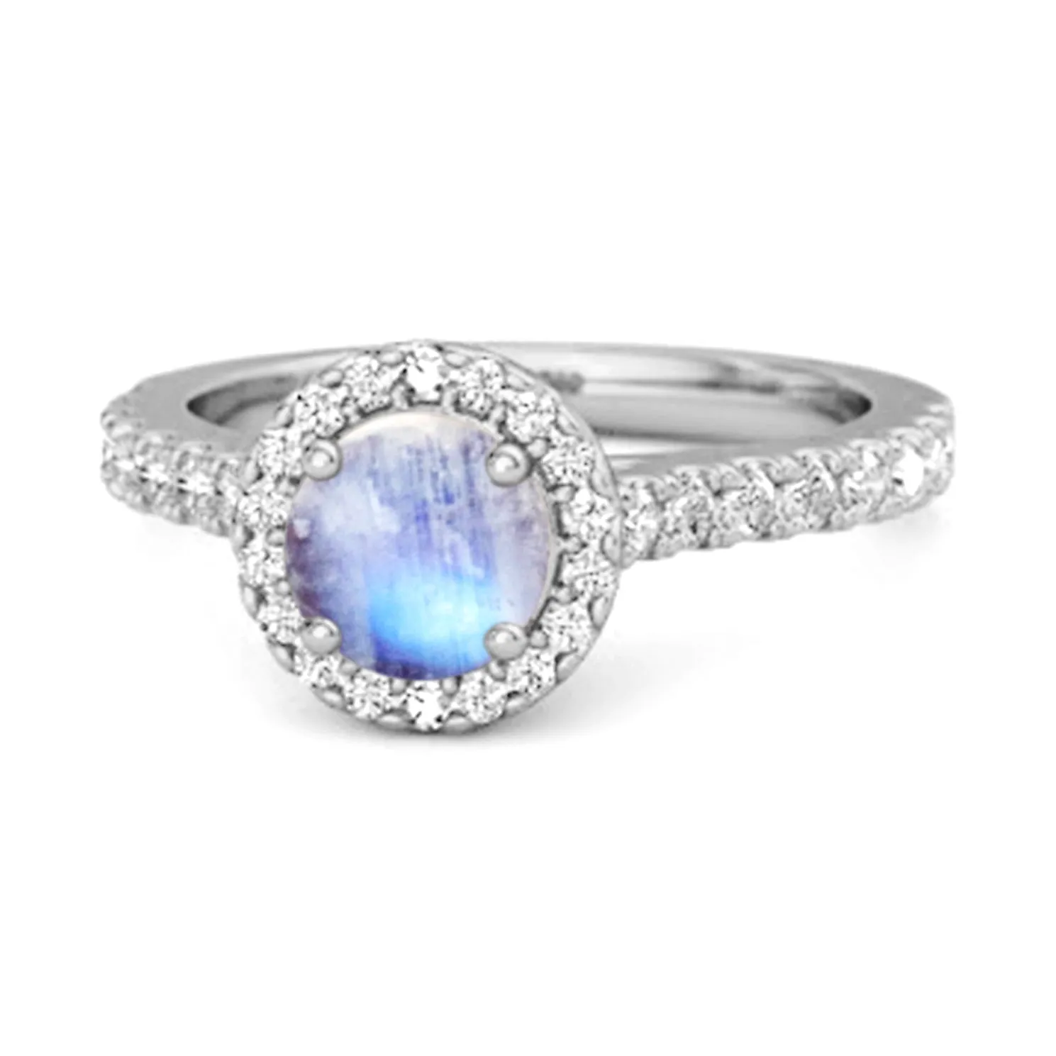 Moonstone Birthstone 925 Sterling Silver Solitaire Accents Ring
