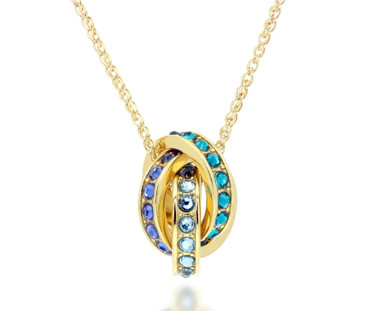 Mother's Interlocking 3 Birthstone Gold Necklace