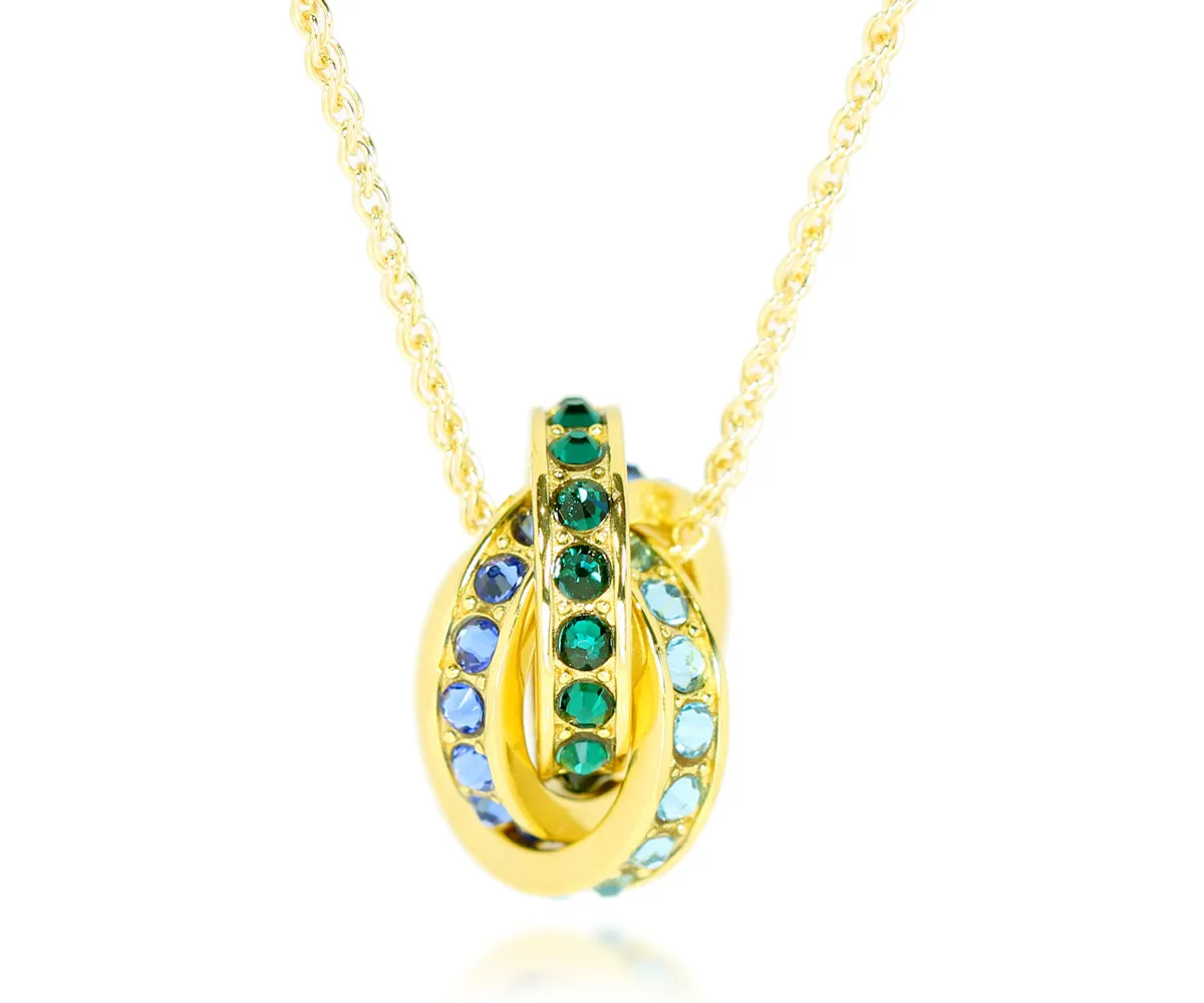 Mother's Interlocking 3 Birthstone Gold Necklace